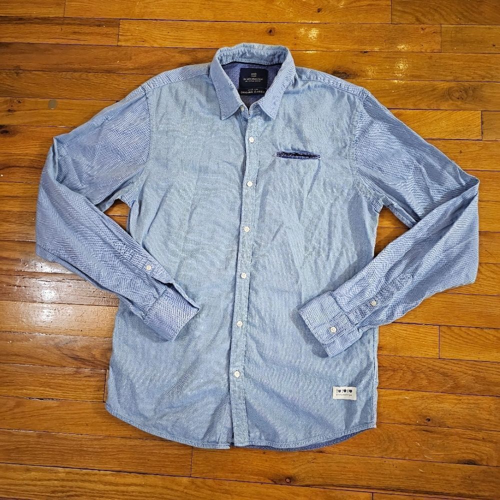 Scotch and Soda Mens Navy Blue Classic Shirt Medium